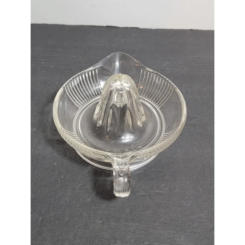 Vintage Glass Juicer Reamer Clear Pressed Orange Lemon Citrus Squeezer